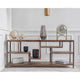 Wright I Medium Brown Solid Wood Multi-Level Shelf Console Table