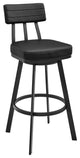 Jinab Swivel Bar Stool in Black Metal with Black Faux Leather