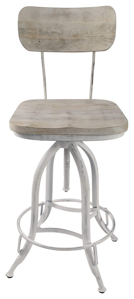 Mason Adjustable Stool, Whitewash