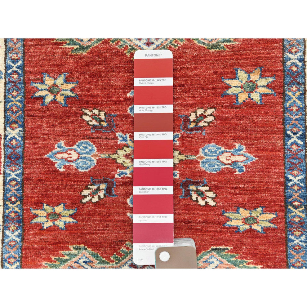Fire Brick Afghan Super Kazak Wool Hand Knotted Runner Oriental Rug 2'10"x11'7"
