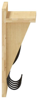 Daly Wall Mounted Solid Pine Wood Storage Rack With Upper Shelf and 5 Hooks, Bamboo