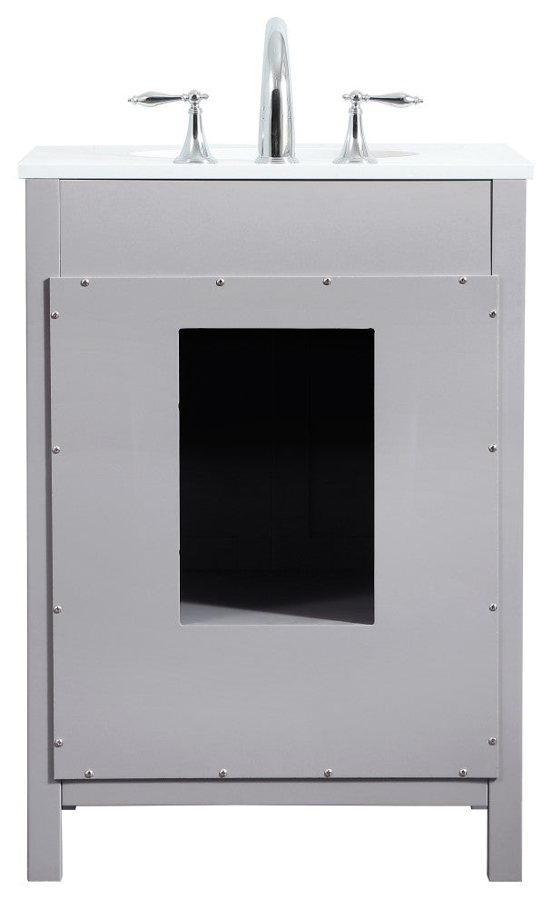 Isabel Single Bathroom Vanity, Gray, 24", Without Backsplash