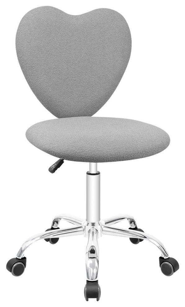 Heart 360 Degrees Vanity Chair With Adjustable Height, Gray Boucle