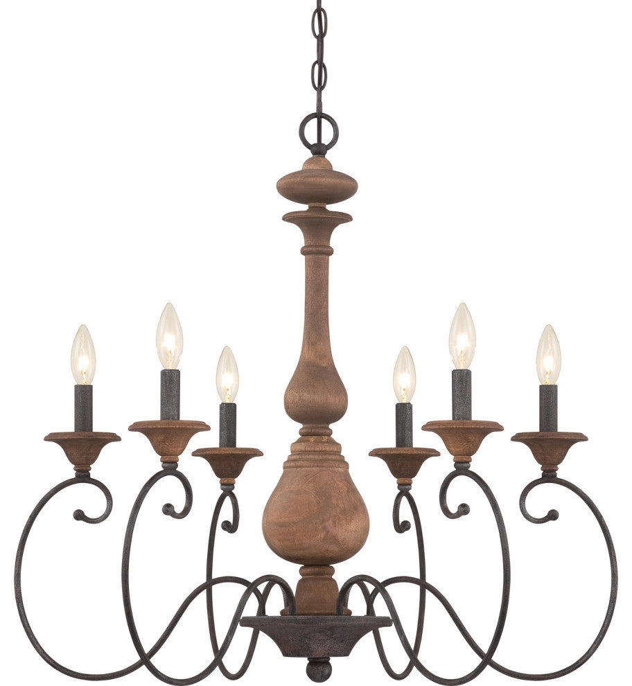 Auburn 6-Light Chandelier, Rustic Black