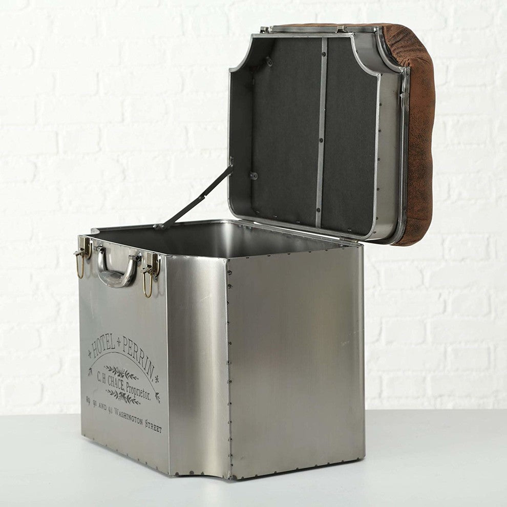 Turfted Traveler Steamer Trunk, Storage Ottoman