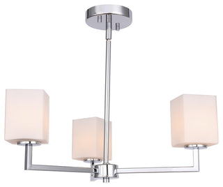 Candice 3-Light Chandelier, Opal Square Glass, Halogen G9