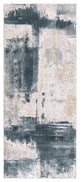 10' Blue And Ivory Abstract Dhurrie Runner Rug