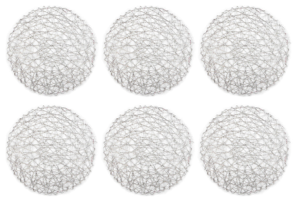 DII Silver Woven Paper Round Placemat, Set of 6