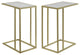 Modern Glam 2-Piece C-Table with Metal Base "“ Faux White Marble and Gold