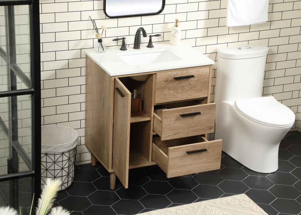 Bailey 19" Modern Natural Oak-Light Bathroom Vanity