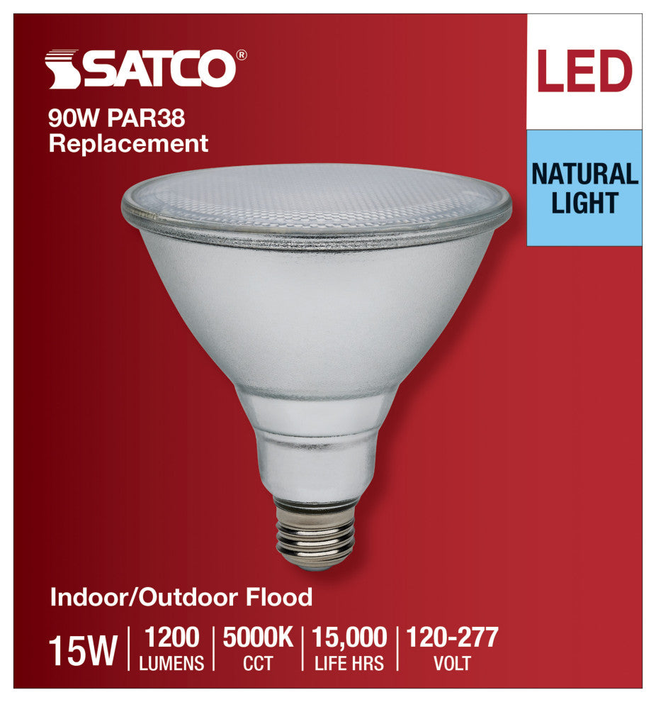 15W PAR38 LED, 5000K, Medium Base, 120-277V, 90 CRI