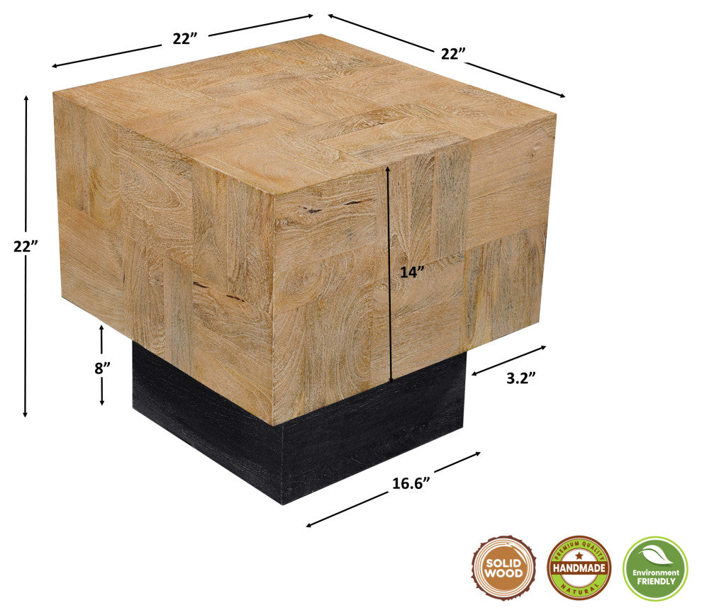 Camilla 2-piece Solid Wood Living Room Table Set, Brown, Rectangular