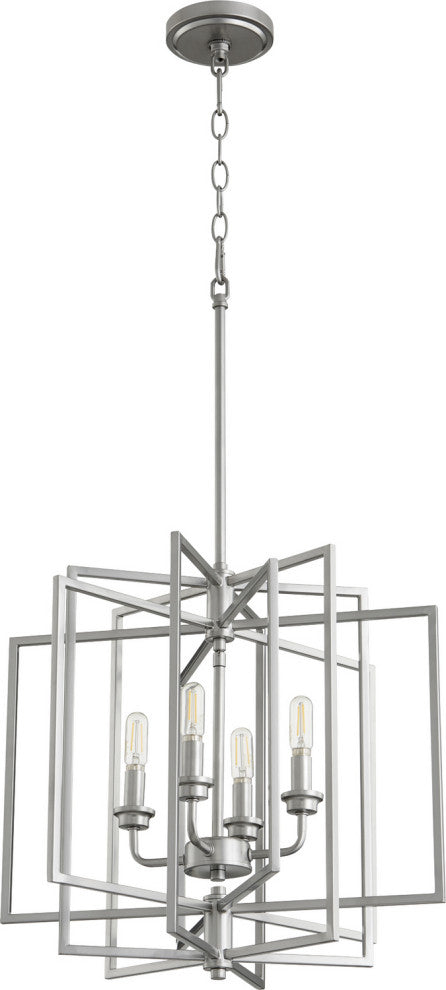 Quorum 888-4-64 Four Light Pendant, Classic Nickel Finish