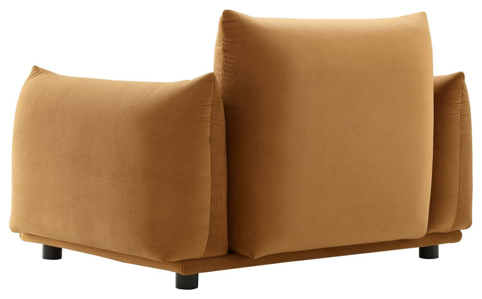 Armchair Accent Chair, Velvet, Brown, Modern, Living Lounge Hotel Hospitality