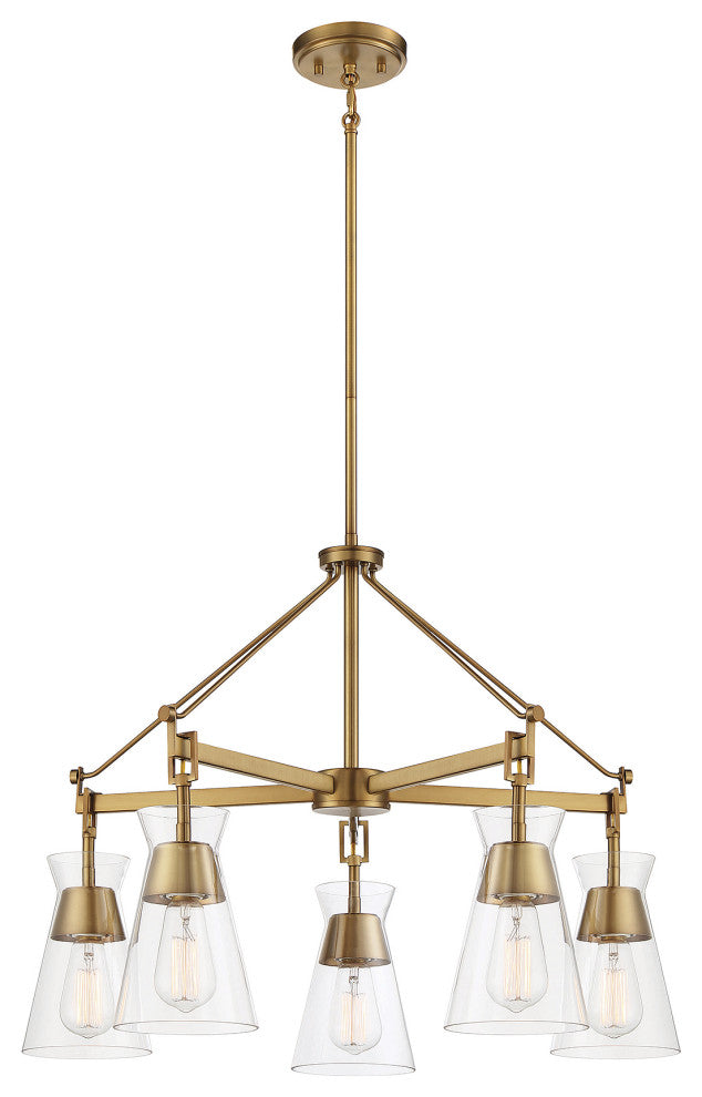 Lakewood 5-Light Chandelier, Warm Brass