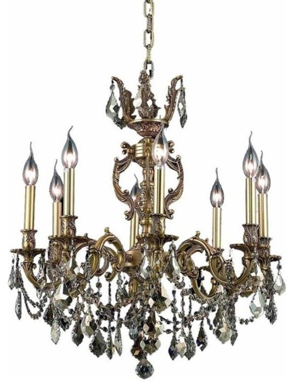 Elegant Marseille Dining Room Light, French Gold Finish With Royal Cut Crystal