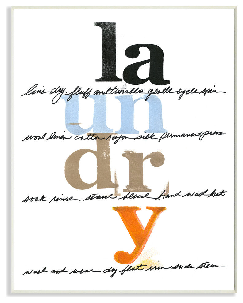 "White With Colors Laundry Directions" Wall Plaque Art