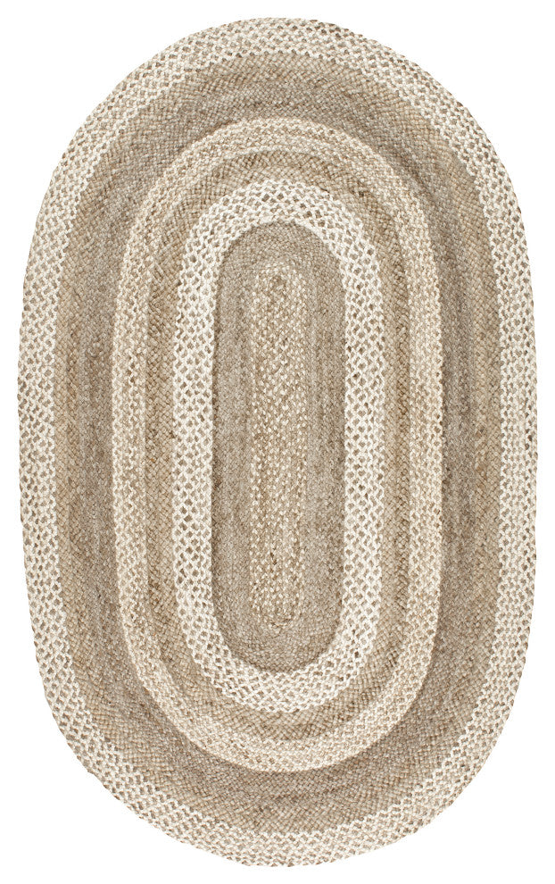 Nuloom Jute & Sisal Charlene Braided Border Area Rug, Natural 3'x5'