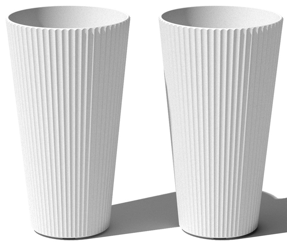 Veradek Demi Series Tall 26" Planter, White, 2 Pack