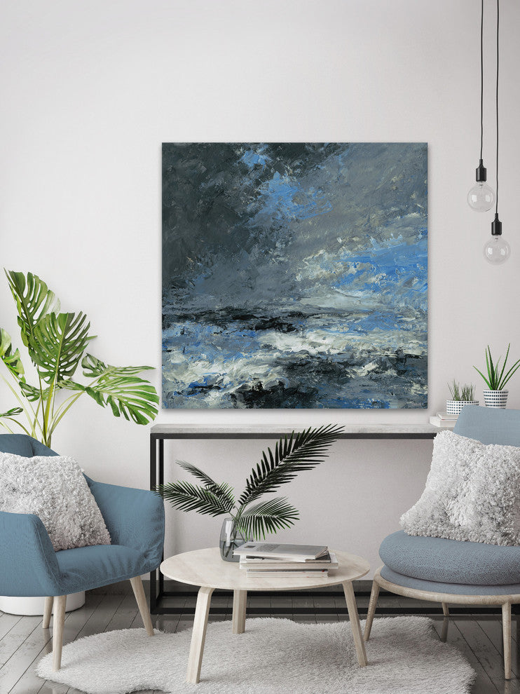 "Dark Stormy Clouds" Painting Print on Wrapped Canvas, 24"x24"
