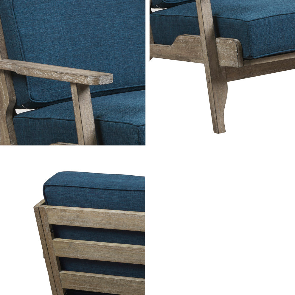 INK+IVY Malibu Reclaimed Wood Farmhouse Accent Chair, Navy Blue