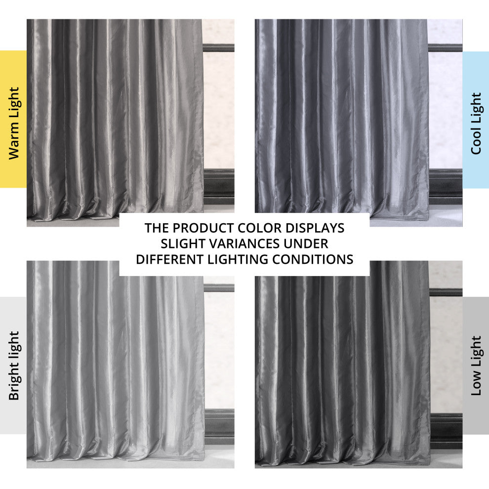 Platinum Blackout FauxSilk Taffeta Curtain Single Panel, 50"x120"