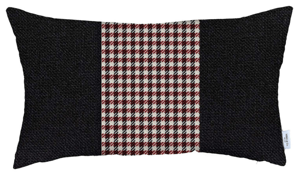 Red and Black Houndstooth Lumbar Throw Pillow