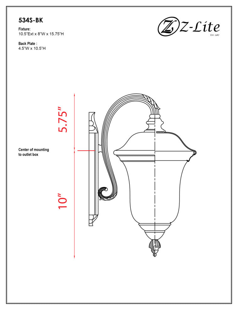 Z-Lite 534S Armstrong 15" Tall 1 Light Wall Sconce - Black