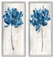 Vivid Blue Abstract Flowers Rustic Florals Neutral Beige,10 x 24