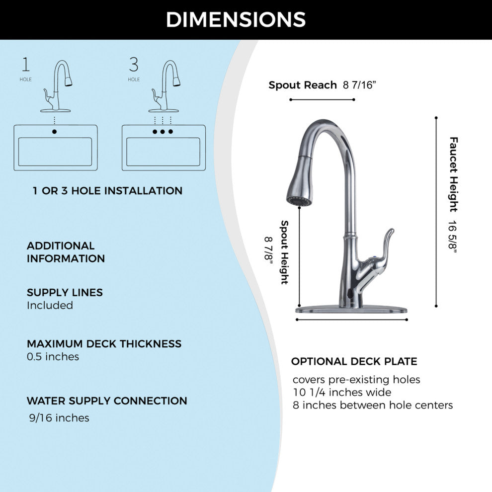 Single Handle Deck Mounted High Arc Pull Down Touchless Kitchen Faucet, Brushed
