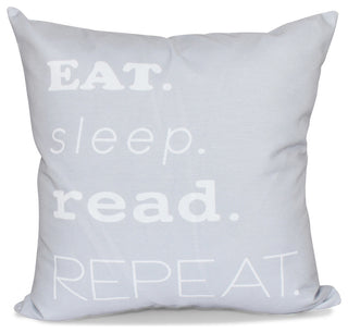 16"x16" My Mantra, Word Print Pillow, Gray