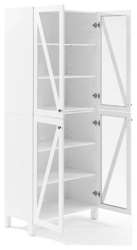 Crosley Furniture Cassai MDF Wood and Tempered Glass Tall Storage Pantry - White