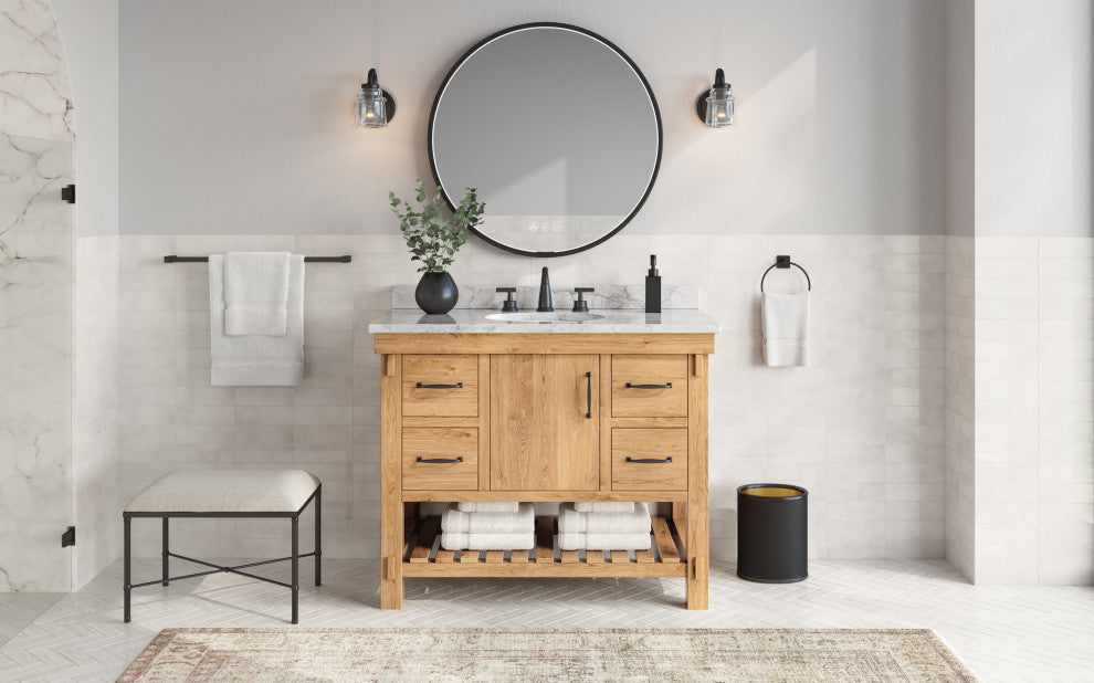 Bosque Bath Vanity, Driftwood, 42", Single Sink, Undermount, Freestanding