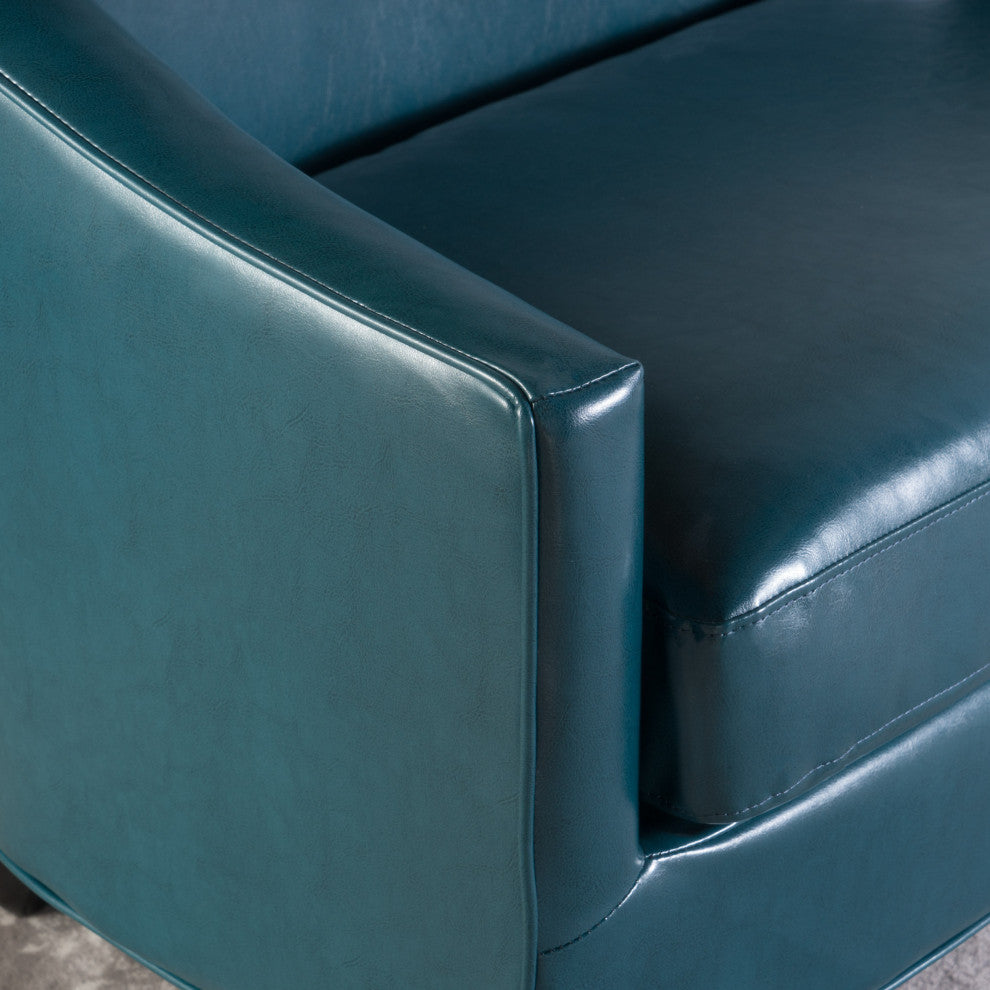 GDF Studio Isolde Modern Petite Loveseat, Teal Leather