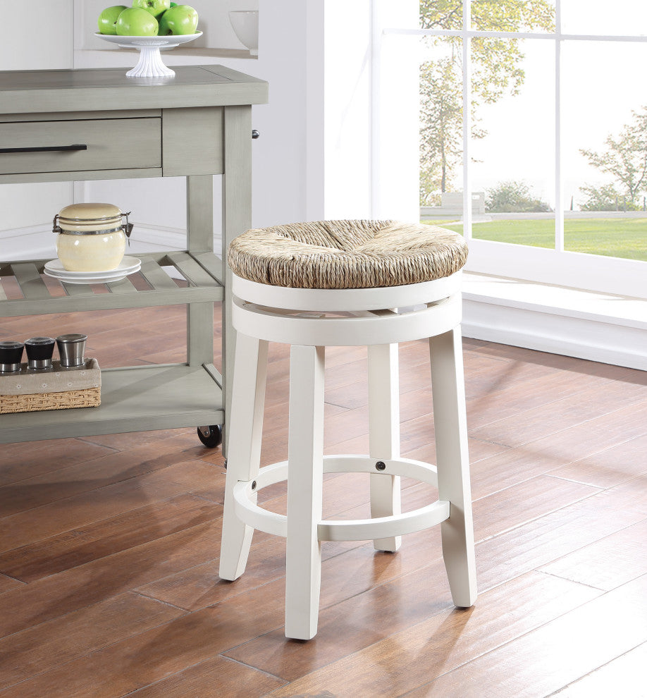 2-Pack 26" Swivel Counter Stool, White Frame