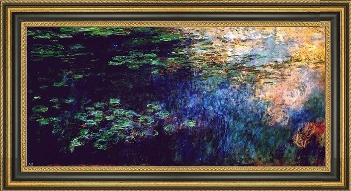 Claude Oscar Monet Reflections on the Water Framed Premium Canvas Print, 15"x30"