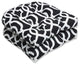 New Geo and White Wicker Seat Cushion, Set of 2, Black
