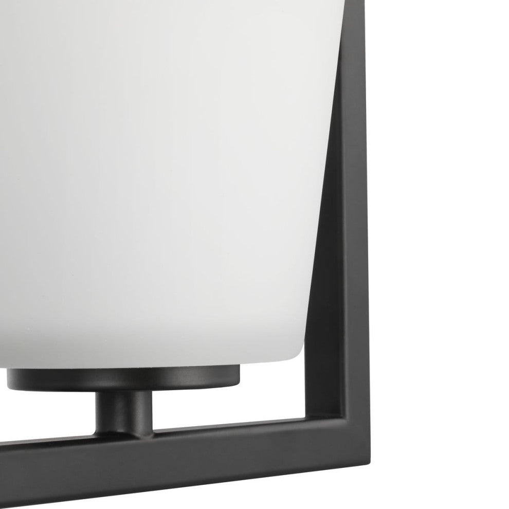 Vertex Collection One-Light Matte Black Etched White Semi-Flush Mount Light