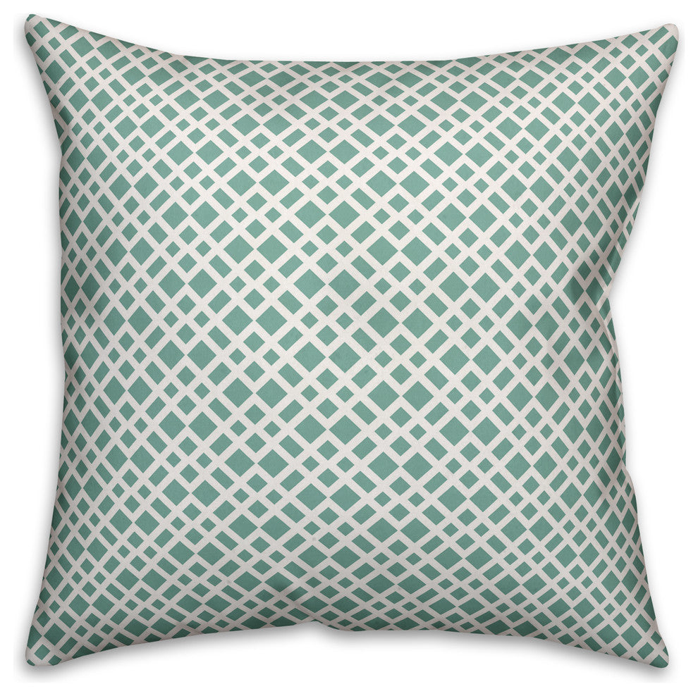 Teal Lattice Pattern Throw Pillow, 18"x18"