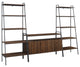 3 Piece Metal and Wood TV Console and Ladder Shelves - Dark Walnut