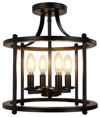 4-Light Lantern Semi Flush Mount
