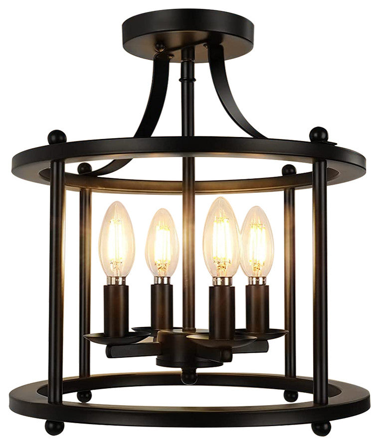 4-Light Lantern Semi Flush Mount