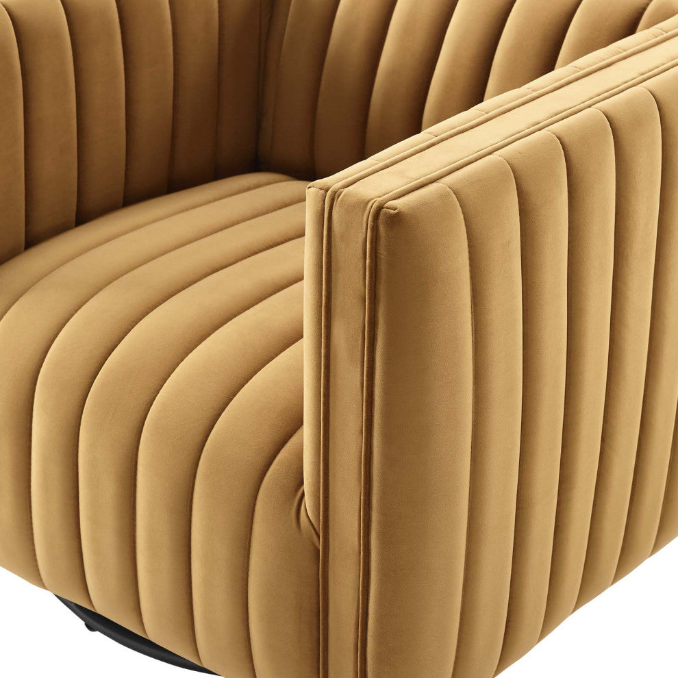 Tufted Armchair Accent Chair, Velvet, Brown, Modern, Living Lounge Hospitality