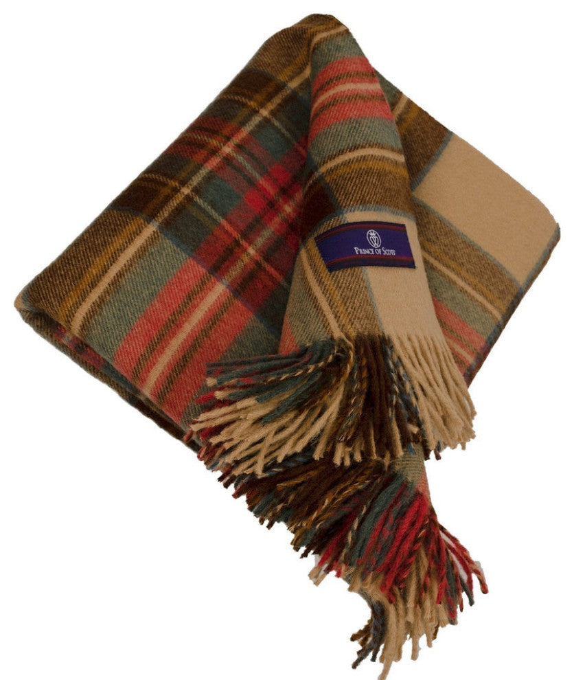 Prince of Scots Highland Tweed Merino Wool Throw, Antique Dress Stewart
