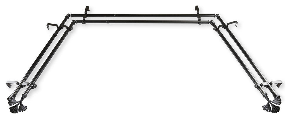 Florence 13/16" Bay Window Double Curtain Rod, Black