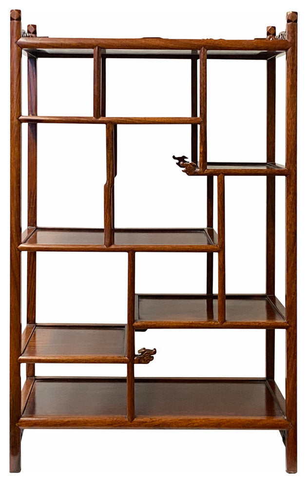 Chinese Light Brown Hauli Rectangular Small Curio Display Stand Hws1740