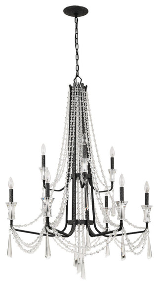Varaluz 270C09 Barcelona 9 Light 35"W Crystal Chandelier - Transcend Silver
