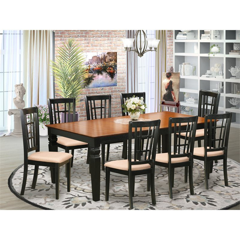 Lgni9-Bch-C, 9-Piece Set With Table and 8 Chairs, Black/Cherry