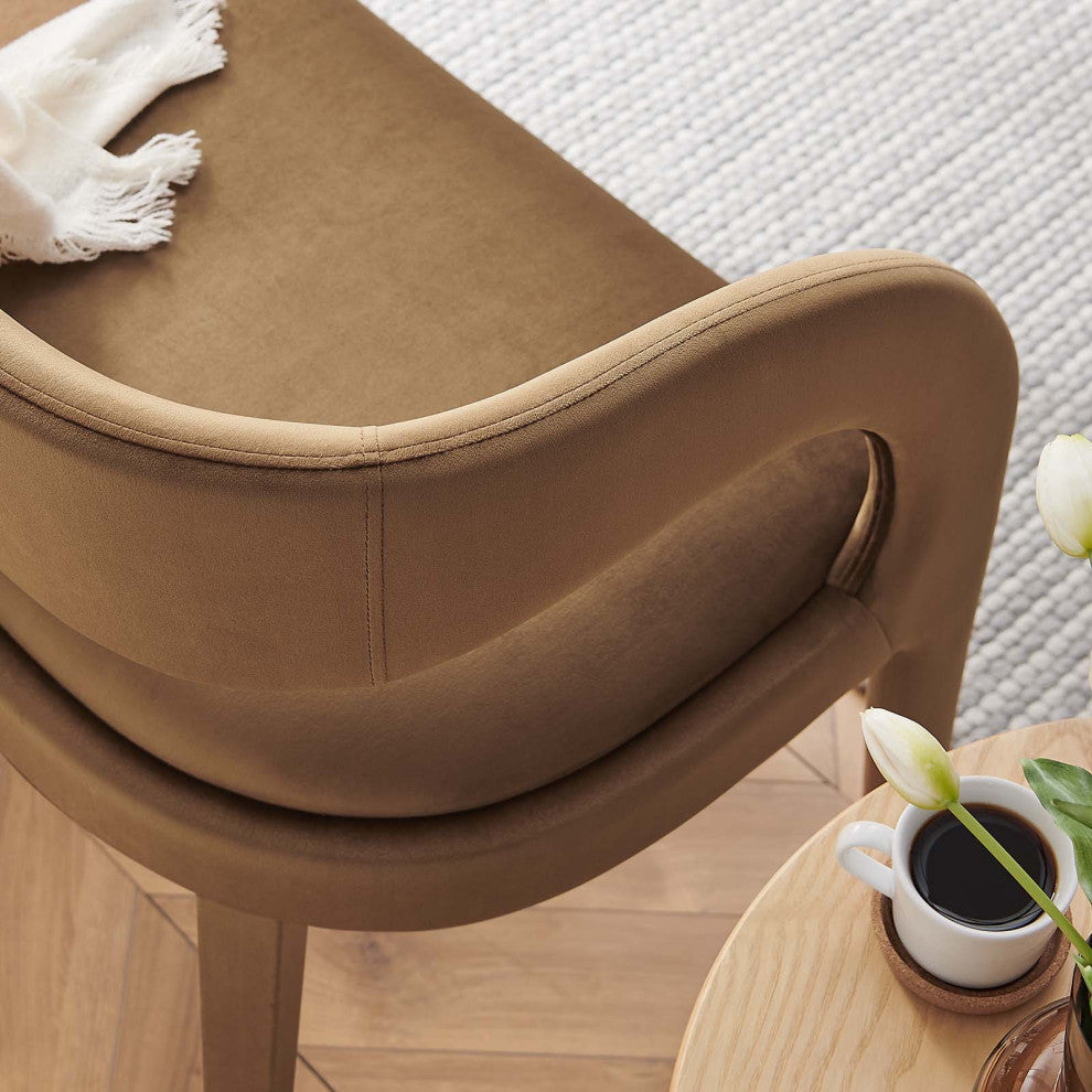 Pinnacle Performance Velvet Accent Bench, Brown