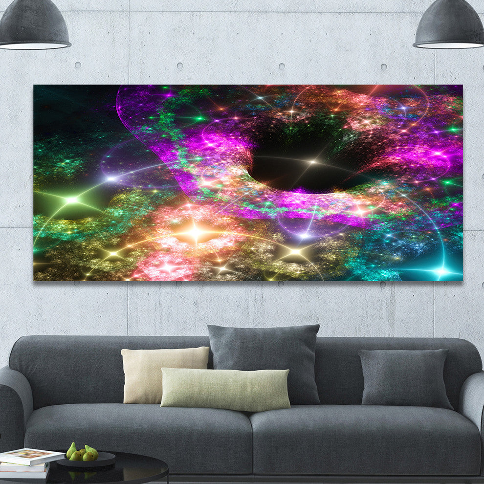 Pink Cosmic Black Hole, Oversized Abstract Canvas Art Print, 60x28
